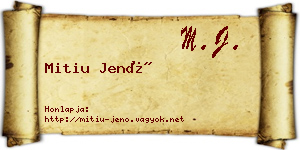 Mitiu Jenő névjegykártya